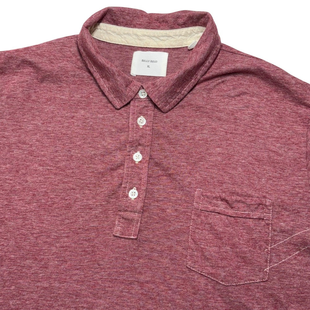 Billy Reid‎ Mens XL Burgundy Heather Short Sleeve Pima Cotton Blend Polo Shirt